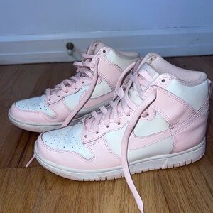 Nike Women's Pink and White High-Top Sneakers